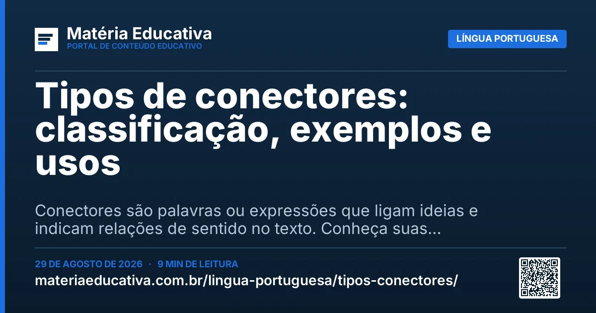 Resumo visual: Tipos de conectores: classificação, exemplos e usos