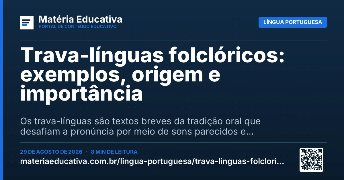 Resumo visual: Trava-línguas folclóricos: exemplos, origem e importância