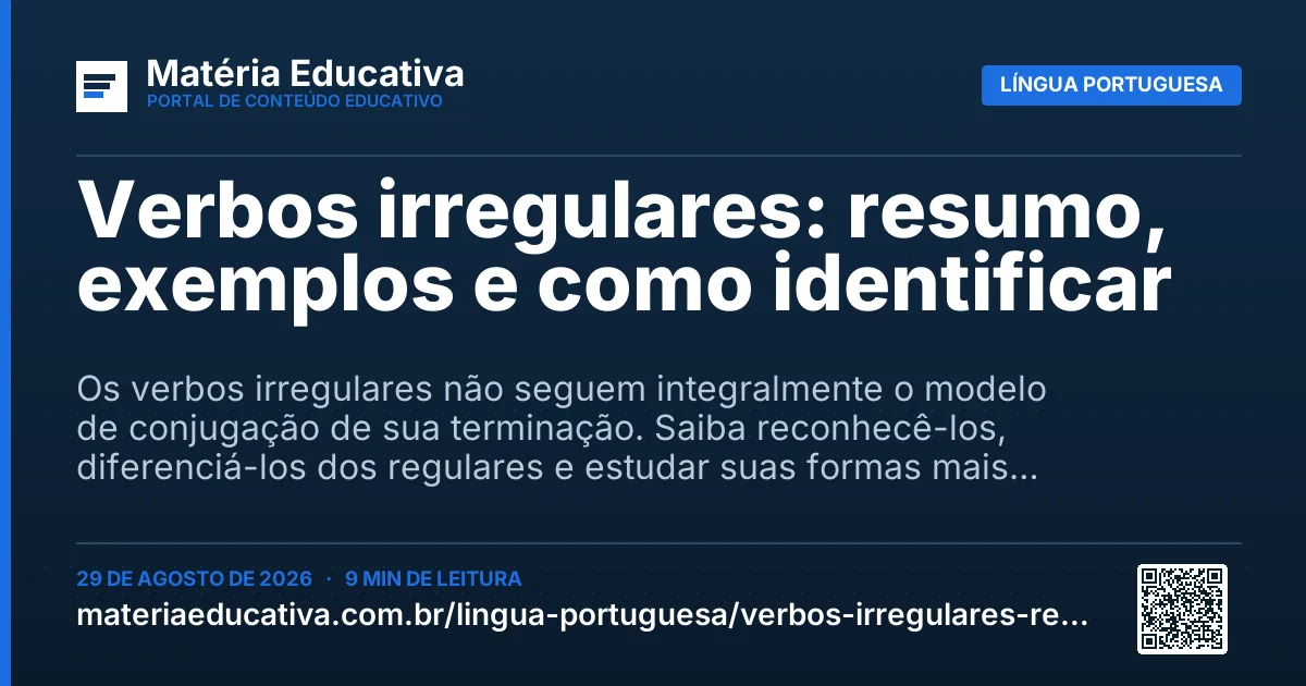 Resumo visual: Verbos irregulares: resumo, exemplos e como identificar