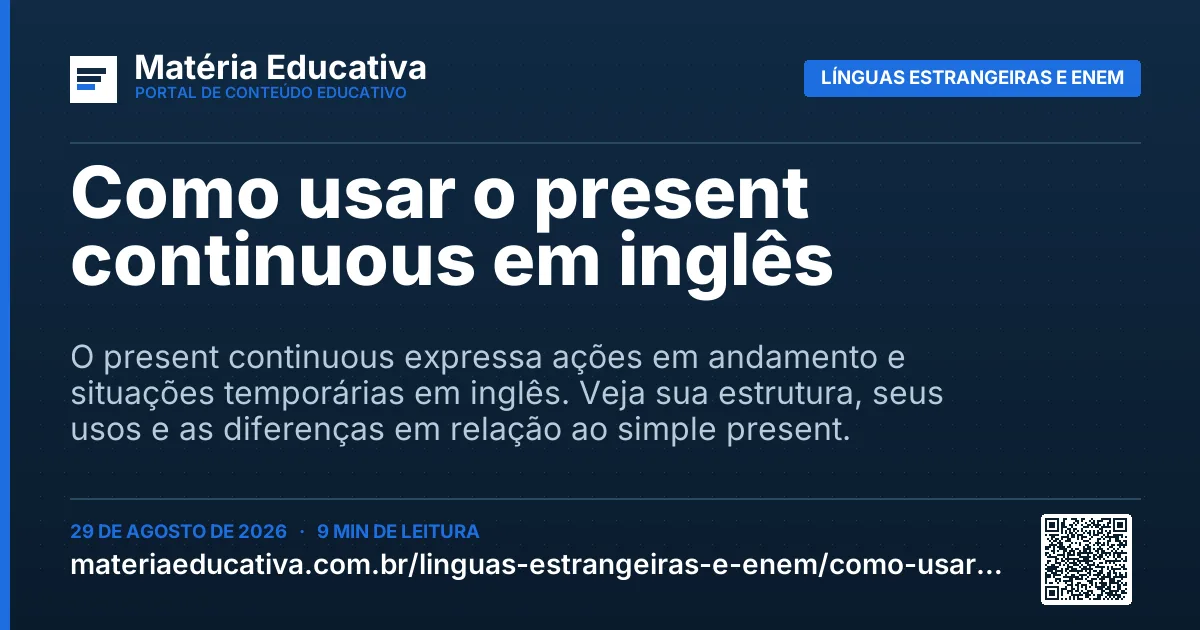Resumo visual: Como usar o present continuous em inglês