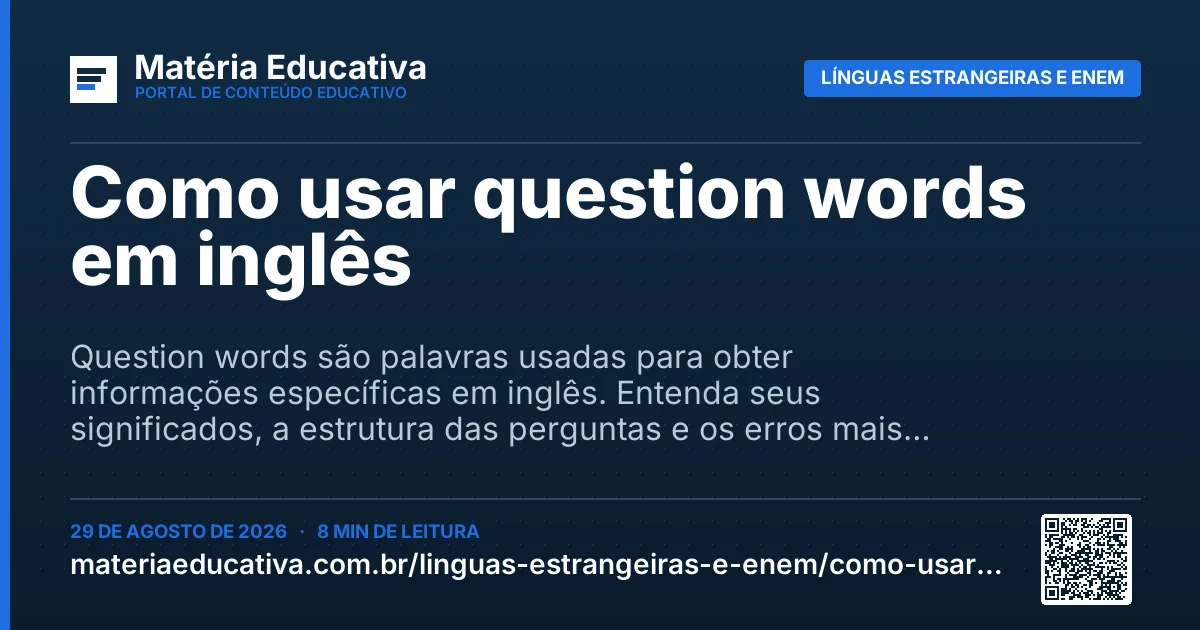 Resumo visual: Como usar question words em inglês