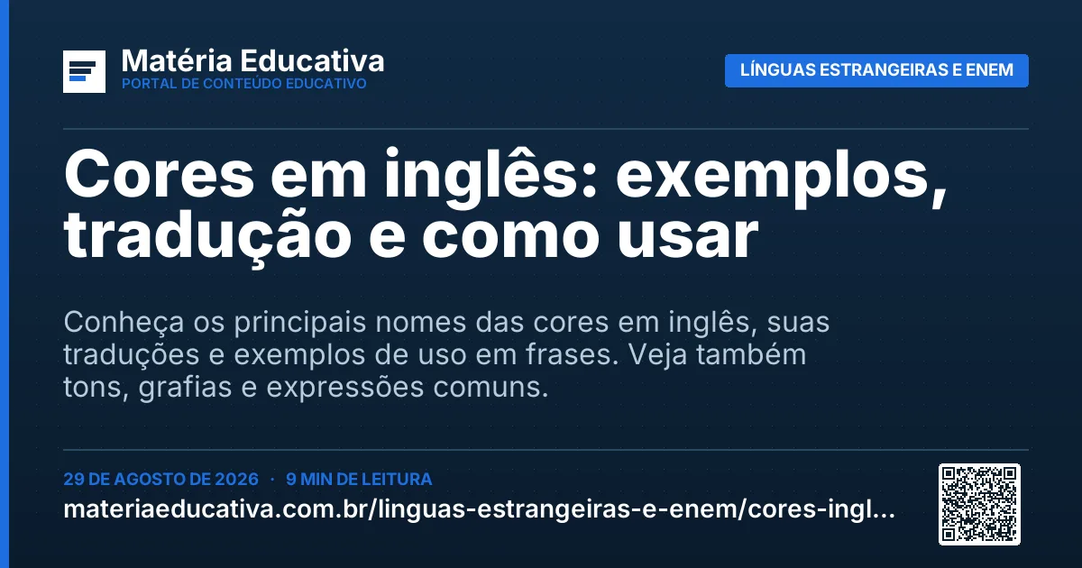 Resumo visual: Cores em inglês: exemplos, tradução e como usar