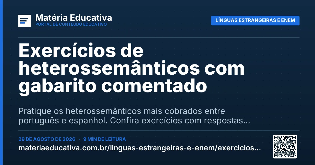 Resumo visual: Exercícios de heterossemânticos com gabarito comentado