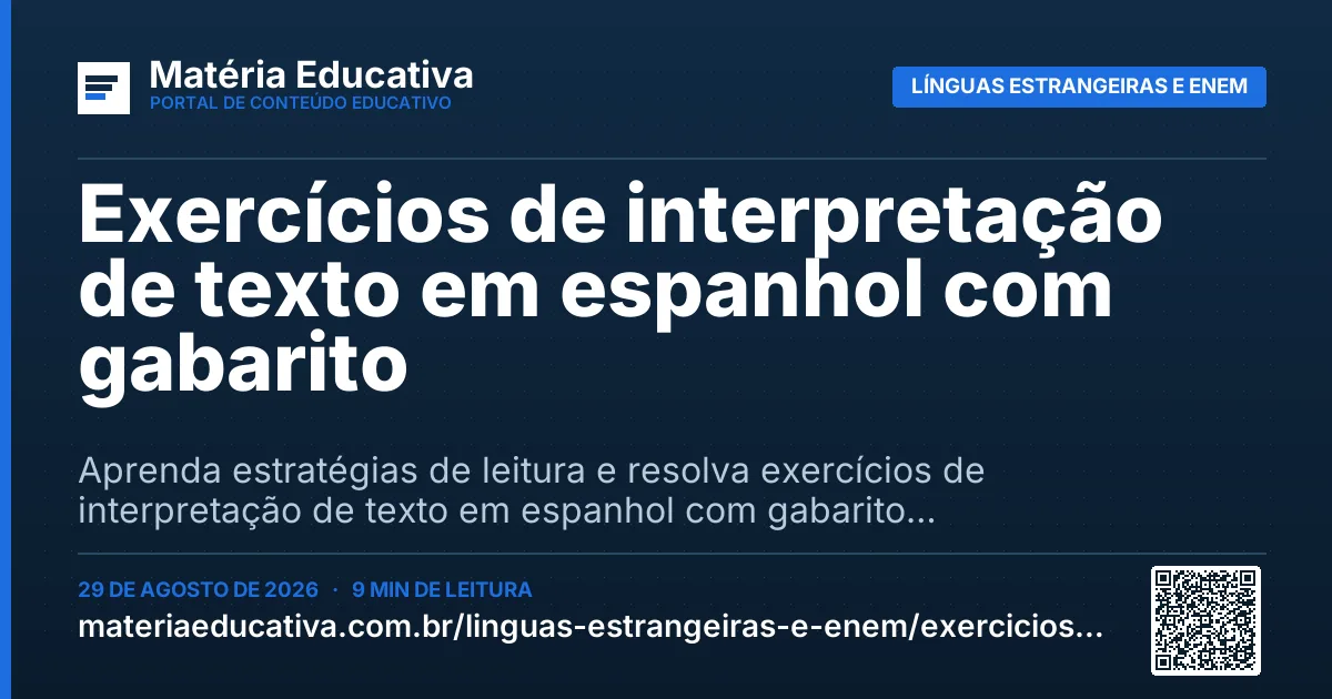 Resumo visual: Exercícios de interpretação de texto em espanhol com gabarito