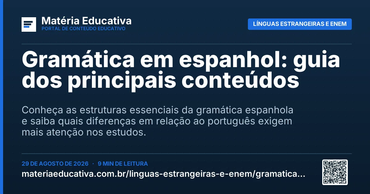 Resumo visual: Gramática em espanhol: guia dos principais conteúdos