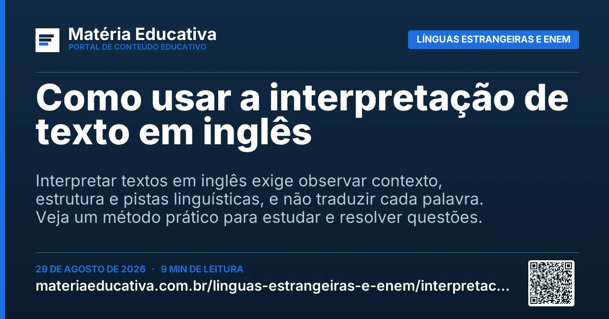 Resumo visual: Como usar a interpretação de texto em inglês