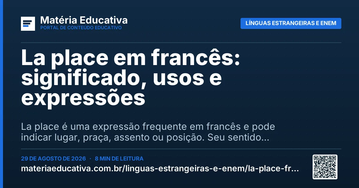 Resumo visual: La place em francês: significado, usos e expressões