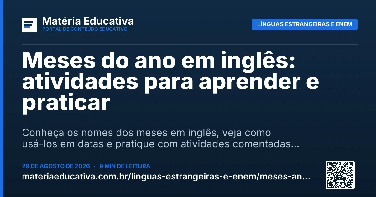 Resumo visual: Meses do ano em inglês: atividades para aprender e praticar