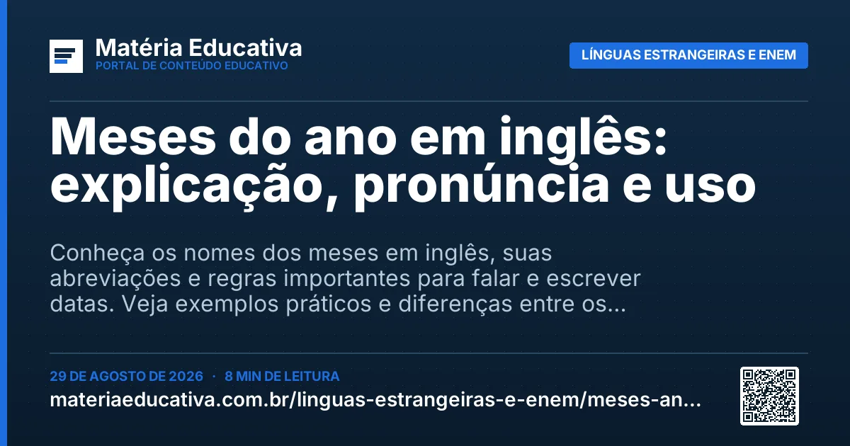 Resumo visual: Meses do ano em inglês: explicação, pronúncia e uso