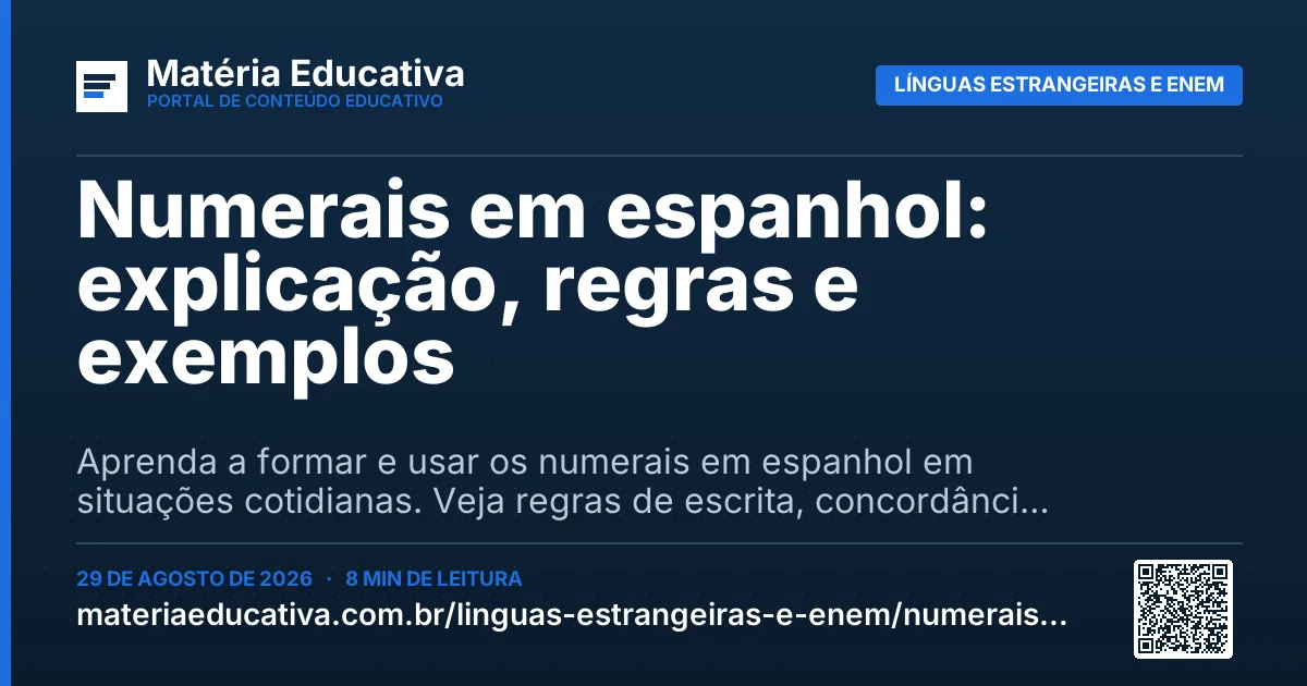 Resumo visual: Numerais em espanhol: explicação, regras e exemplos