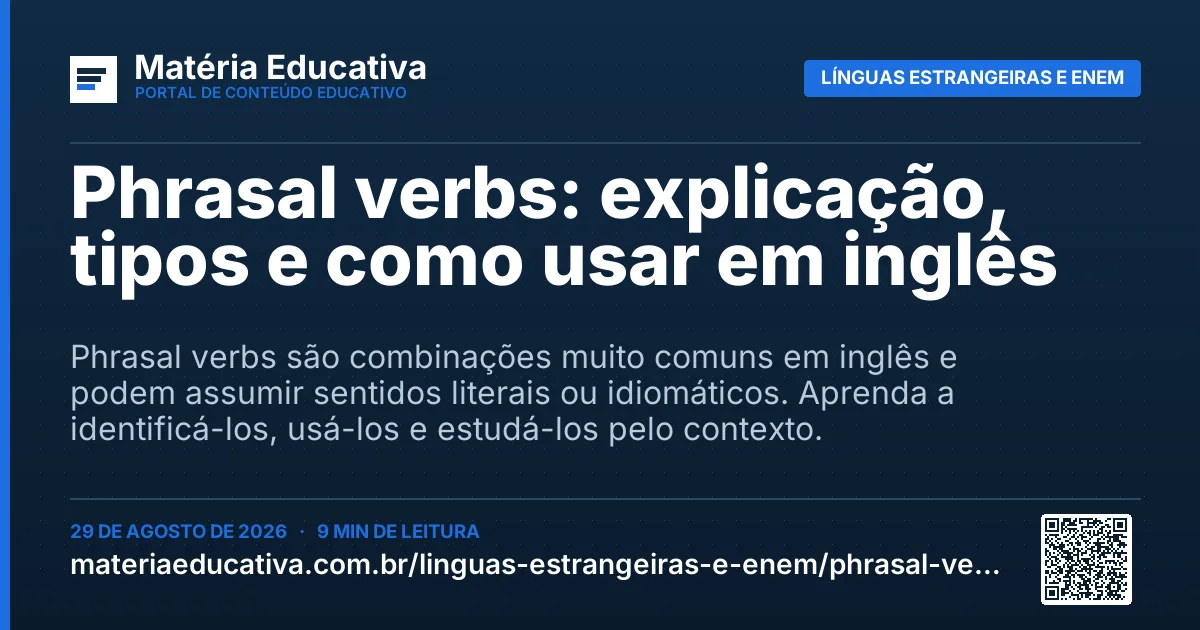 Resumo visual: Phrasal verbs: explicação, tipos e como usar em inglês