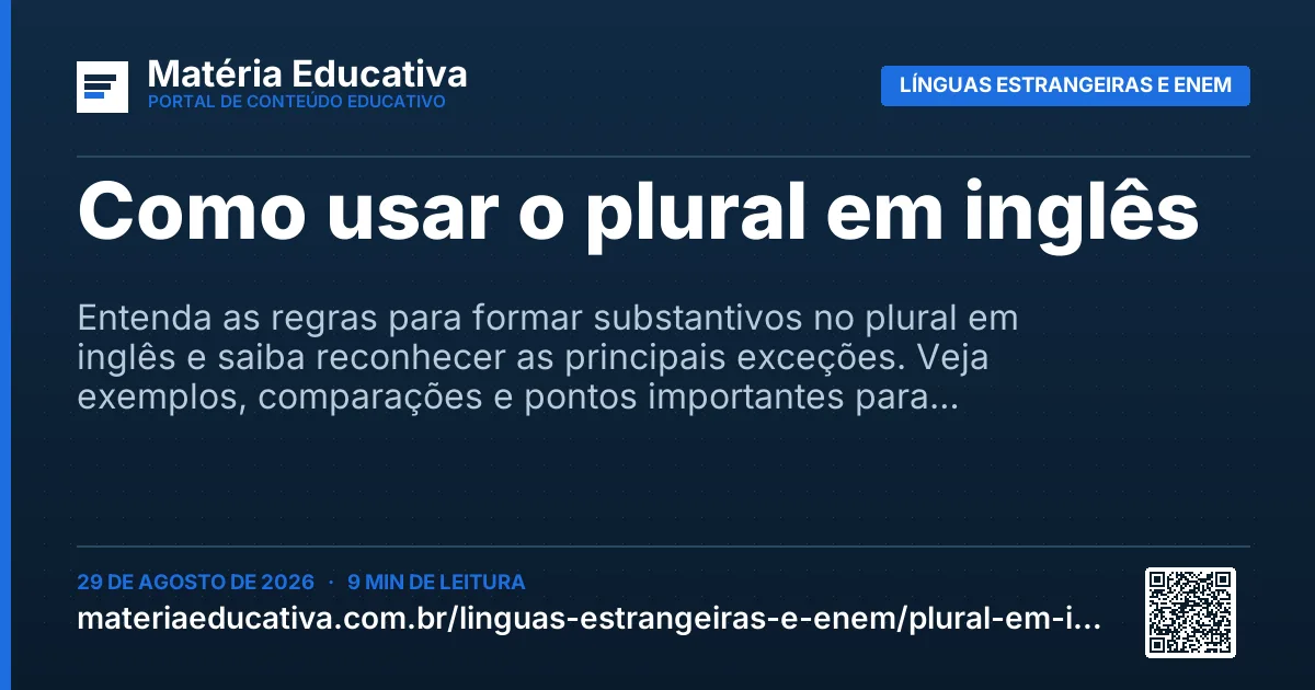 Resumo visual: Como usar o plural em inglês