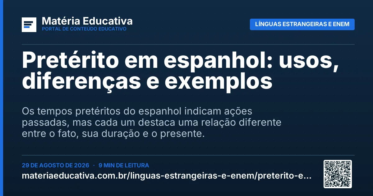 Resumo visual: Pretérito em espanhol: usos, diferenças e exemplos