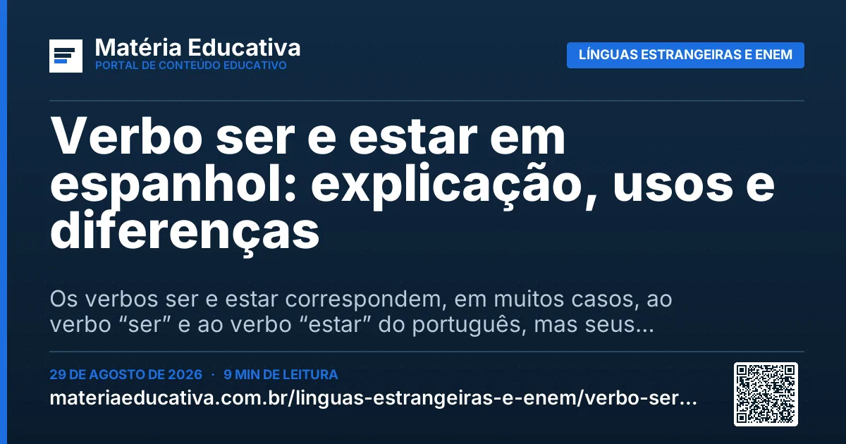 Resumo visual: Verbo ser e estar em espanhol: explicação, usos e diferenças