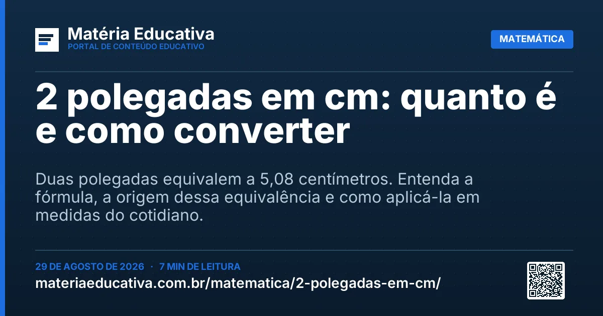 Resumo visual: 2 polegadas em cm: quanto é e como converter