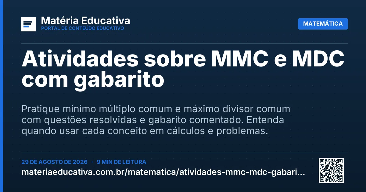 Resumo visual: Atividades sobre MMC e MDC com gabarito