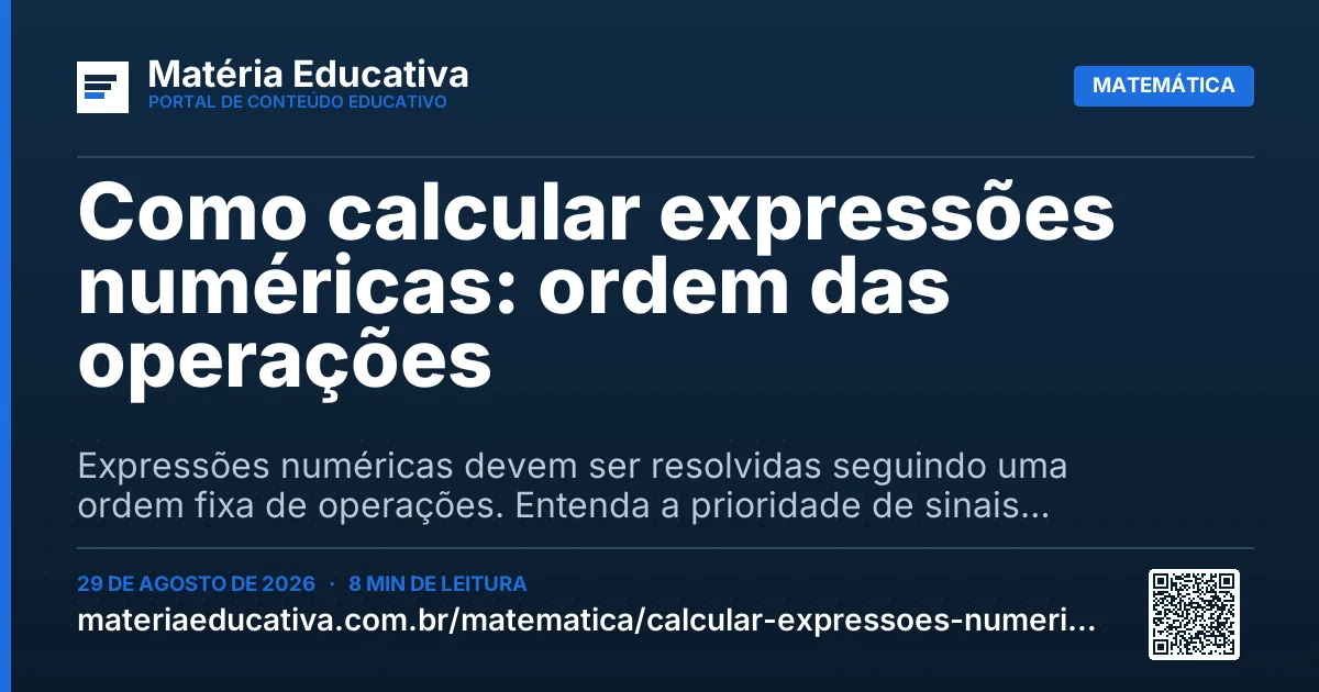 Resumo visual: Como calcular expressões numéricas: ordem das operações
