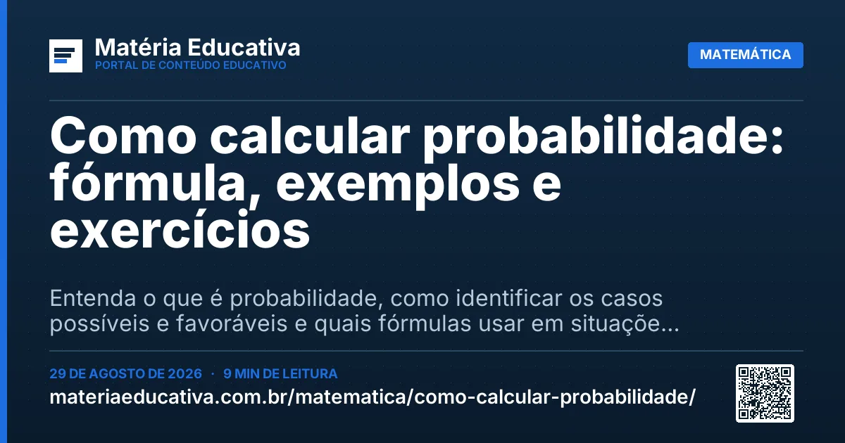 Resumo visual: Como calcular probabilidade: fórmula, exemplos e exercícios