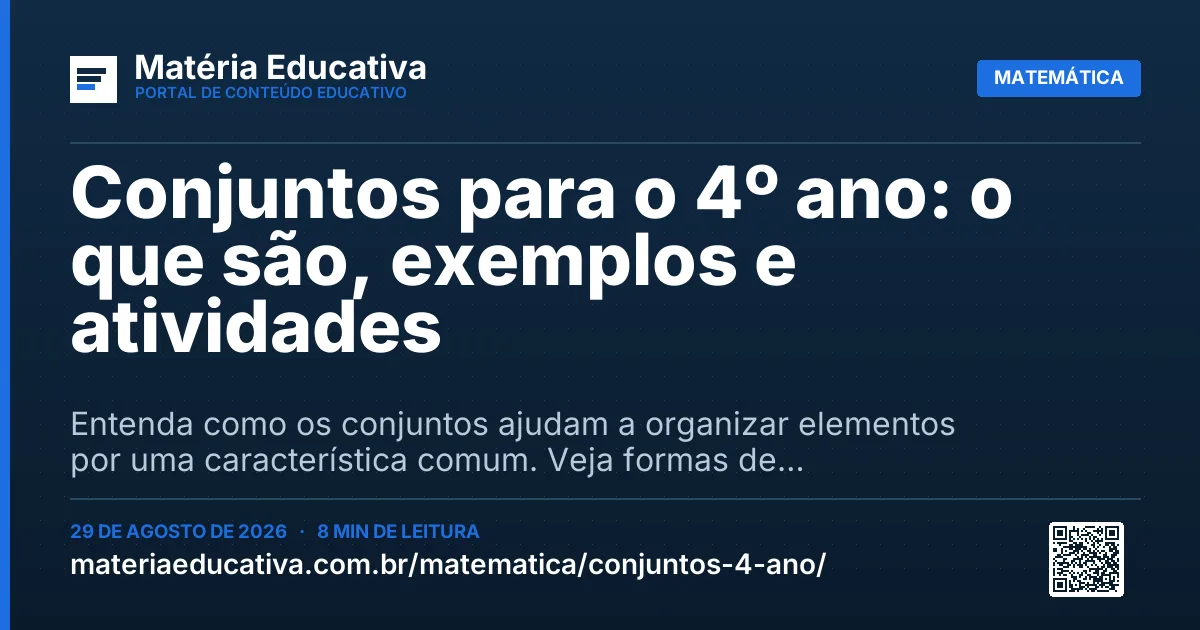 Resumo visual: Conjuntos para o 4º ano: o que são, exemplos e atividades