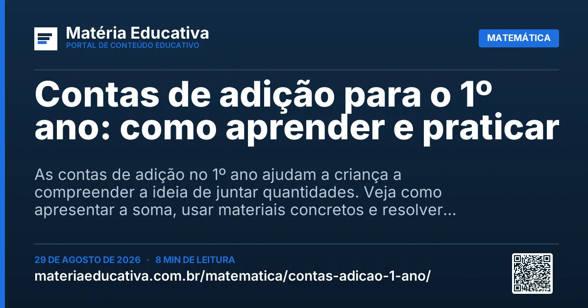 Resumo visual: Contas de adição para o 1º ano: como aprender e praticar