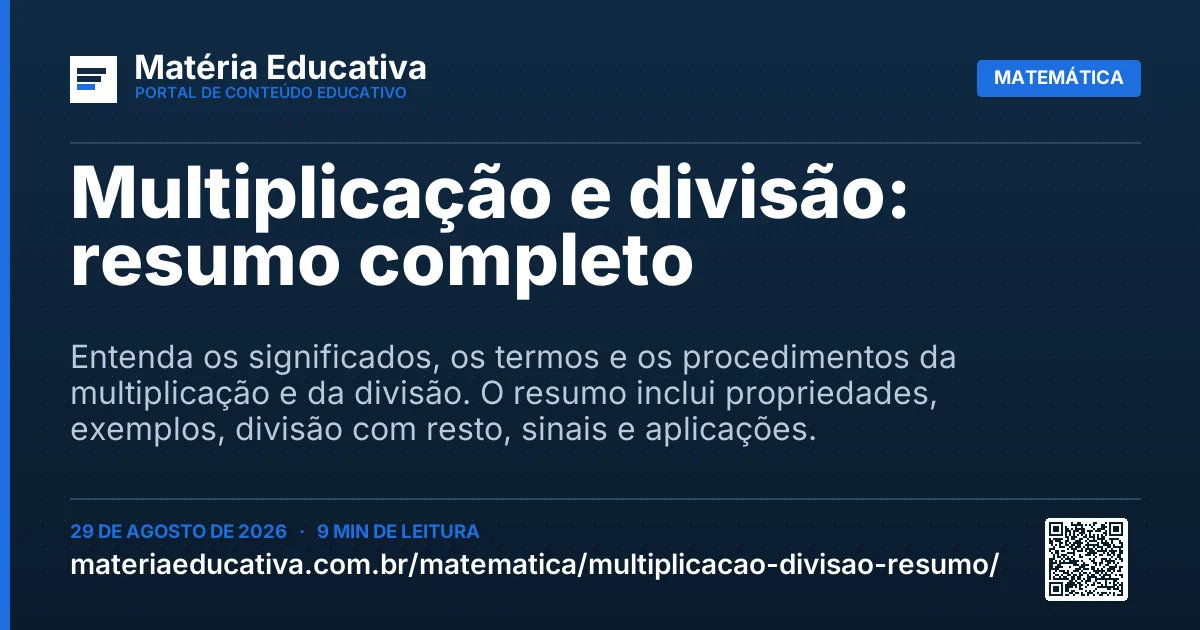 Resumo visual: Multiplicação e divisão: resumo completo