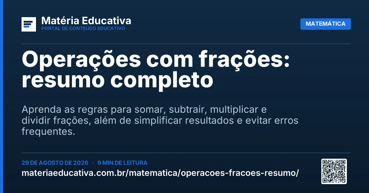 Resumo visual: Operações com frações: resumo completo