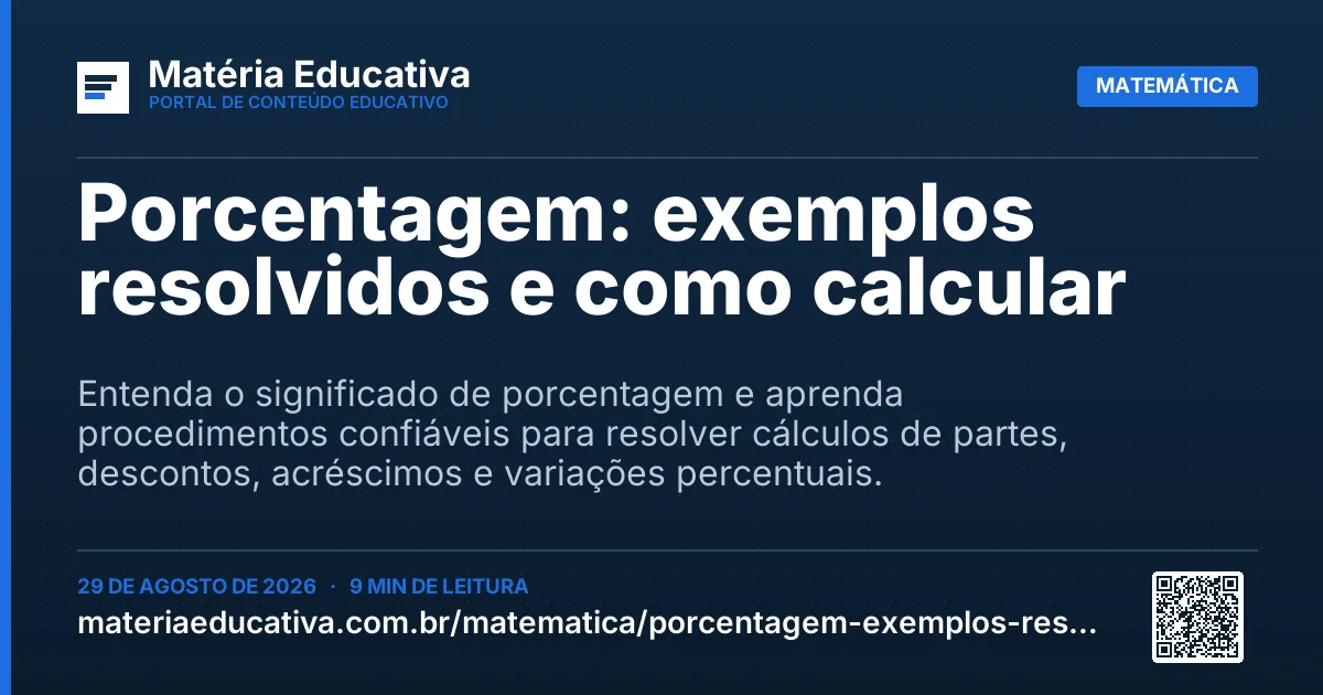 Resumo visual: Porcentagem: exemplos resolvidos e como calcular