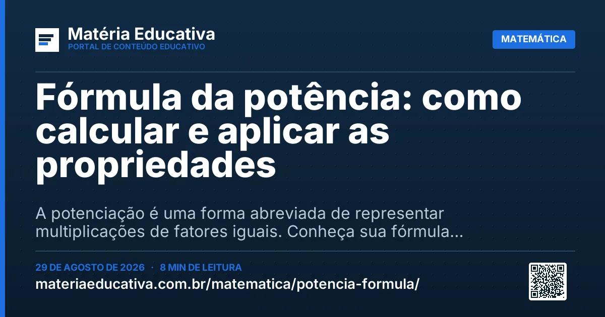 Resumo visual: Fórmula da potência: como calcular e aplicar as propriedades
