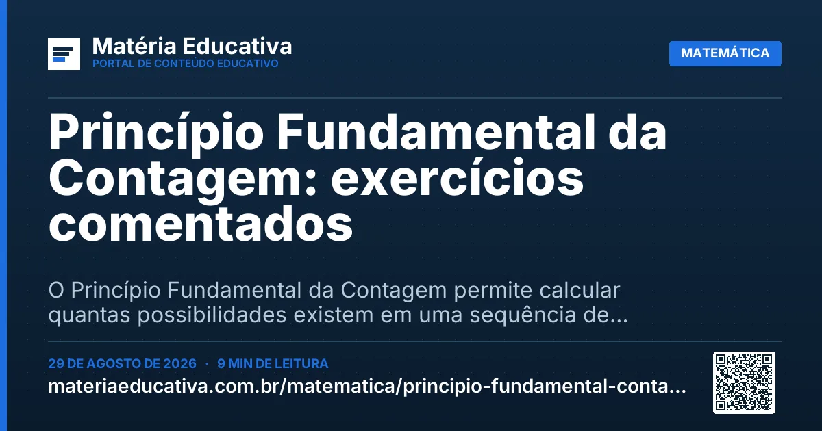 Resumo visual: Princípio Fundamental da Contagem: exercícios comentados