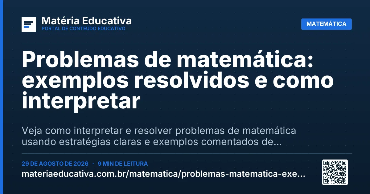 Resumo visual: Problemas de matemática: exemplos resolvidos e como interpretar