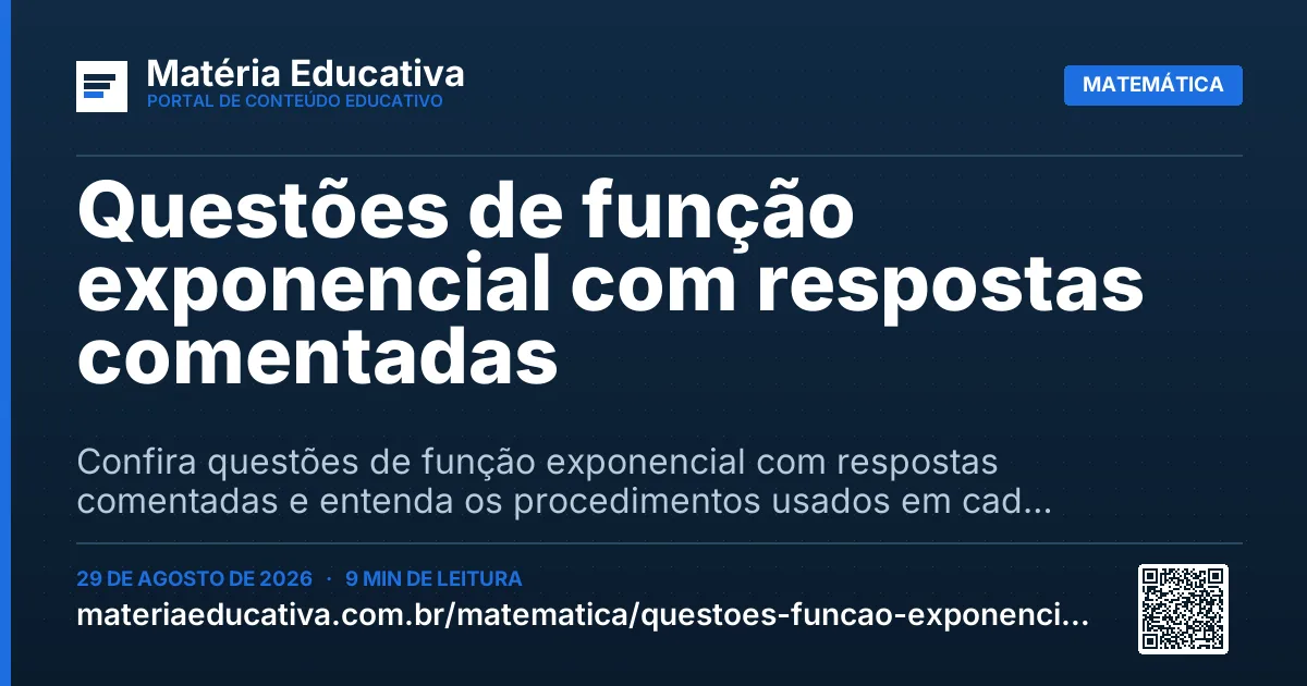Resumo visual: Questões de função exponencial com respostas comentadas
