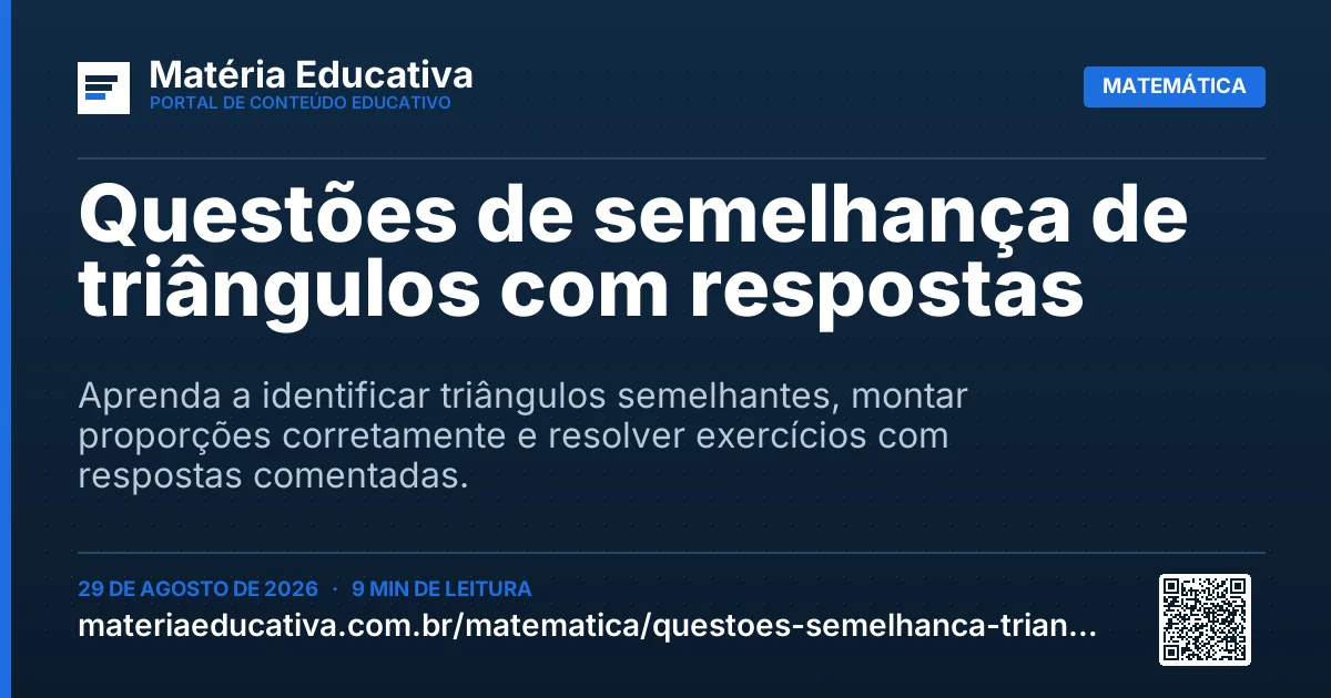 Resumo visual: Questões de semelhança de triângulos com respostas