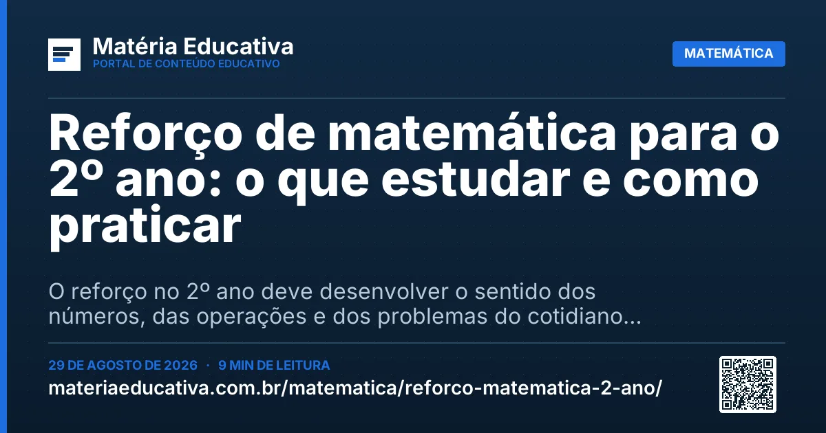 Resumo visual: Reforço de matemática para o 2º ano: o que estudar e como praticar