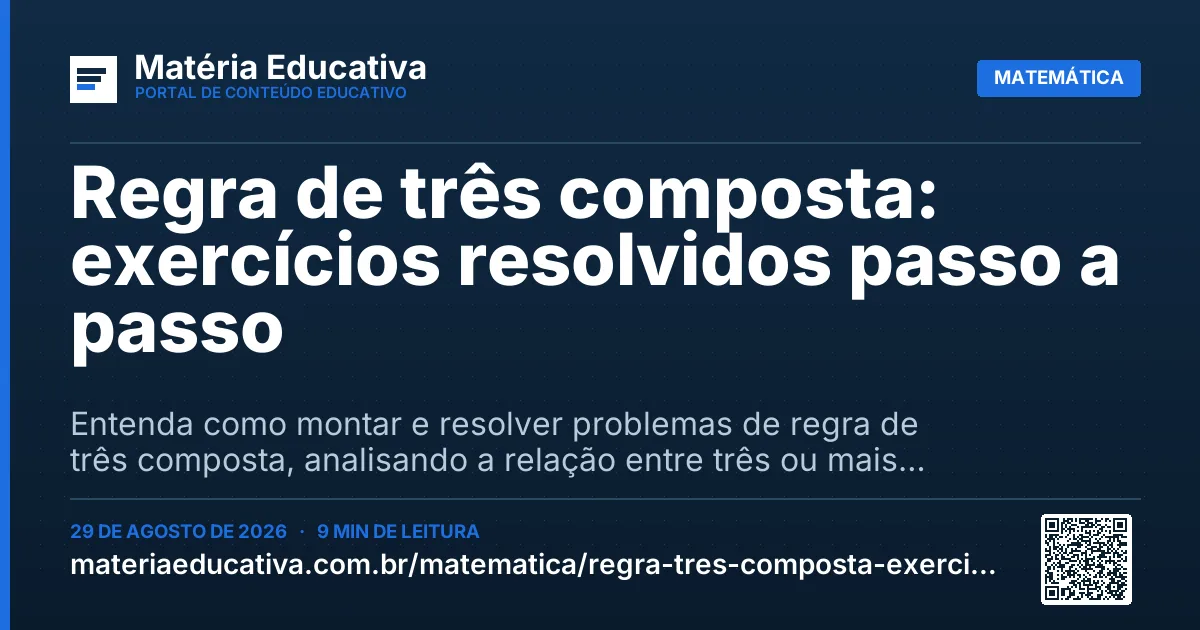 Resumo visual: Regra de três composta: exercícios resolvidos passo a passo