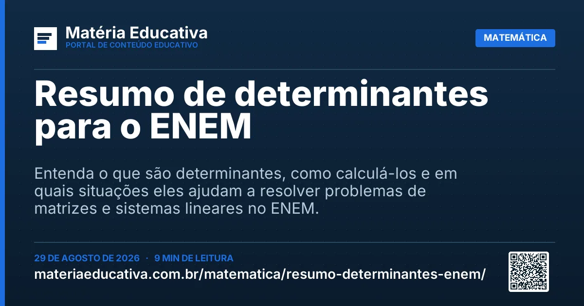 Resumo visual: Resumo de determinantes para o ENEM