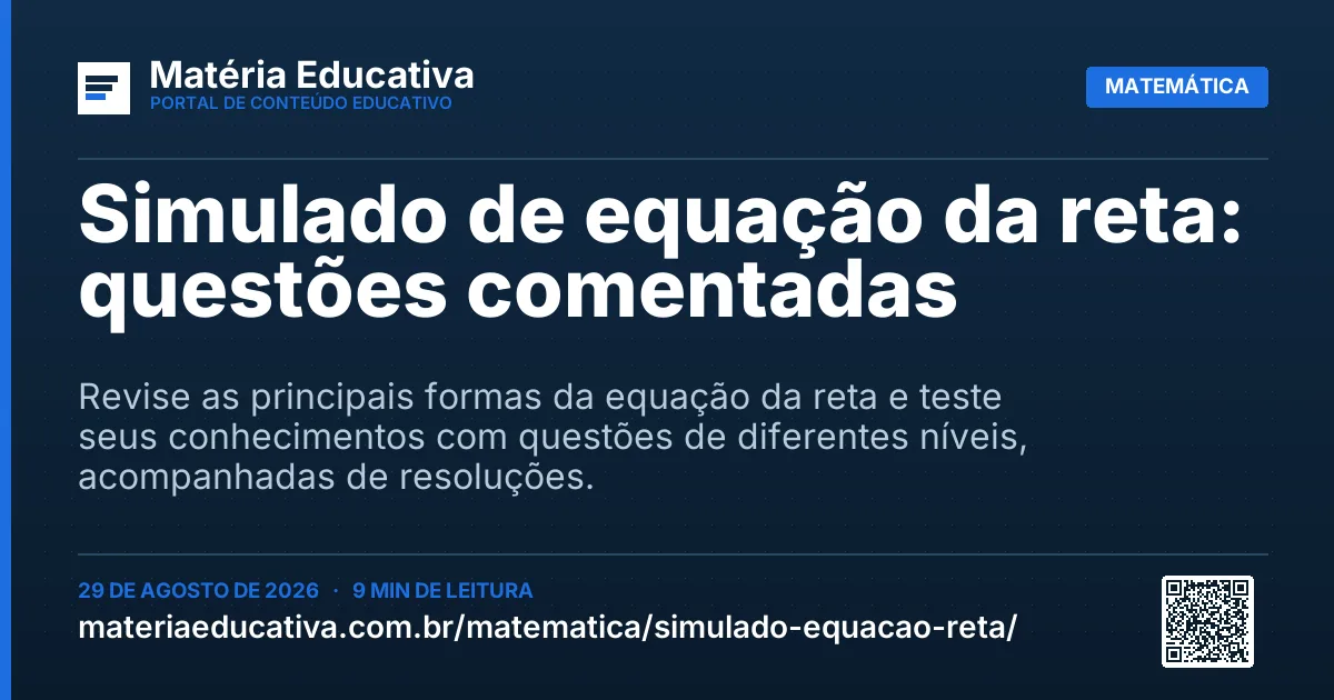 Resumo visual: Simulado de equação da reta: questões comentadas