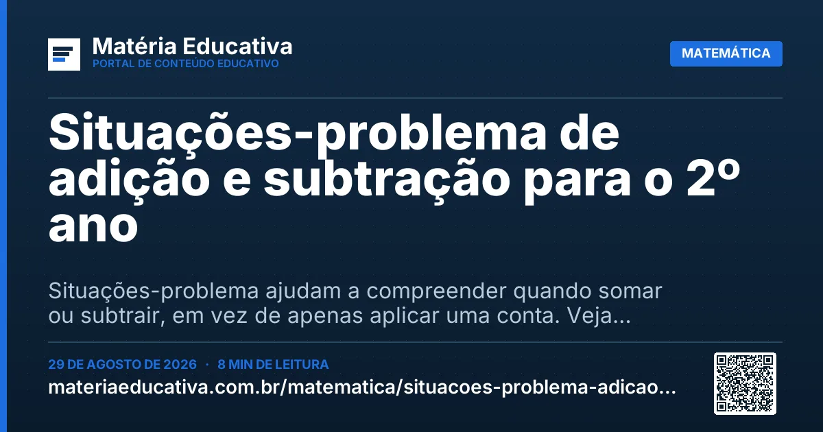 Resumo visual: Situações-problema de adição e subtração para o 2º ano