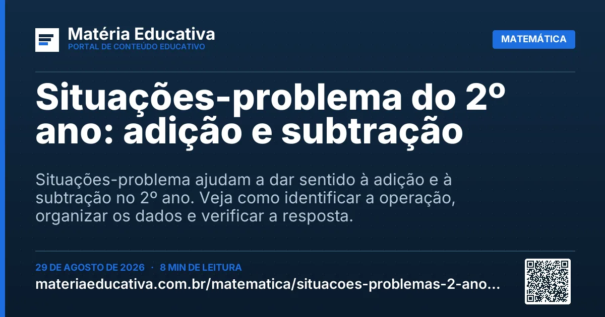 Resumo visual: Situações-problema do 2º ano: adição e subtração