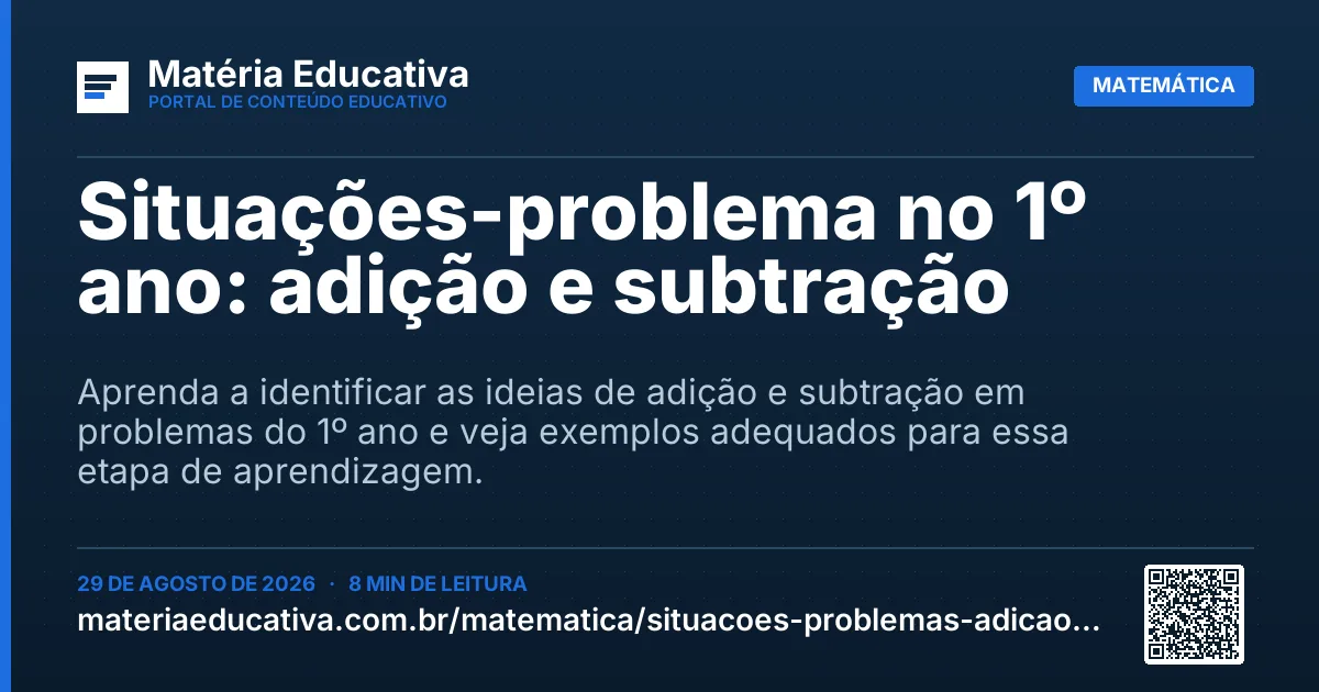 Resumo visual: Situações-problema no 1º ano: adição e subtração