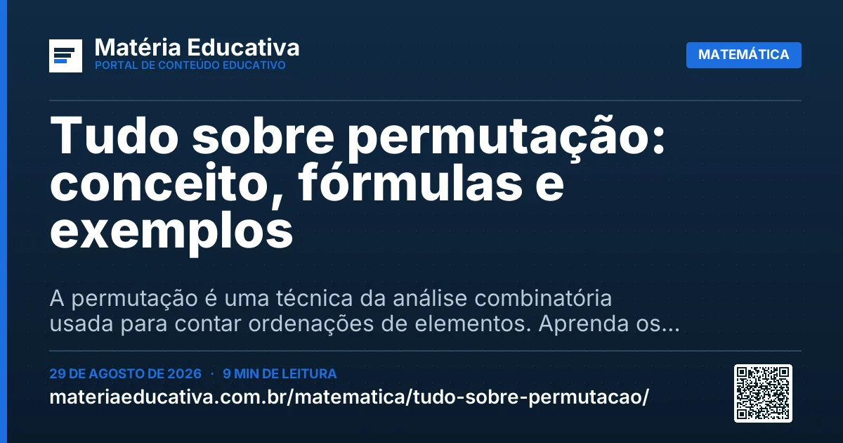 Resumo visual: Tudo sobre permutação: conceito, fórmulas e exemplos