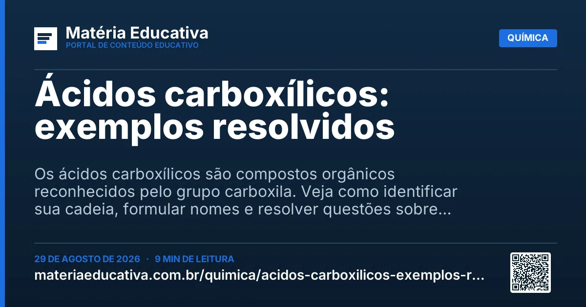 Resumo visual: Ácidos carboxílicos: exemplos resolvidos