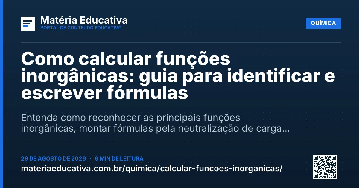 Resumo visual: Como calcular funções inorgânicas: guia para identificar e escrever fórmulas