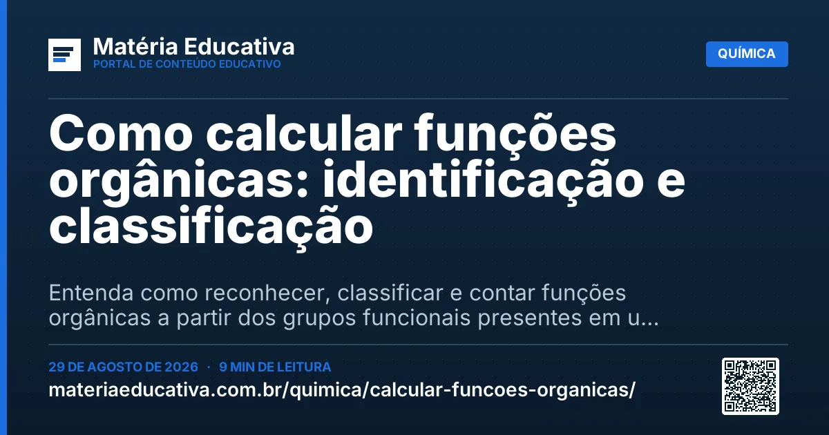 Resumo visual: Como calcular funções orgânicas: identificação e classificação