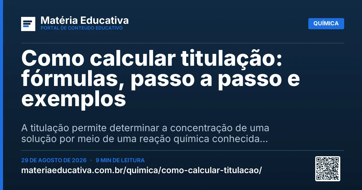 Resumo visual: Como calcular titulação: fórmulas, passo a passo e exemplos
