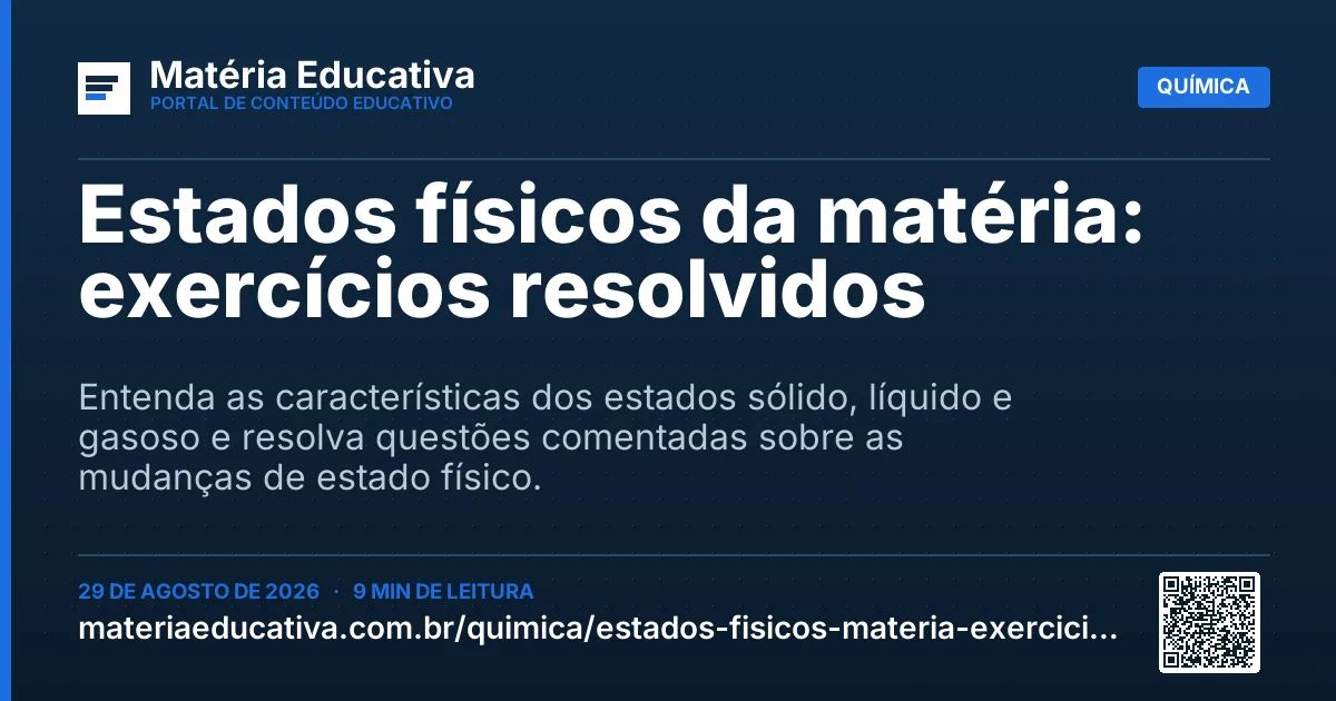 Resumo visual: Estados físicos da matéria: exercícios resolvidos