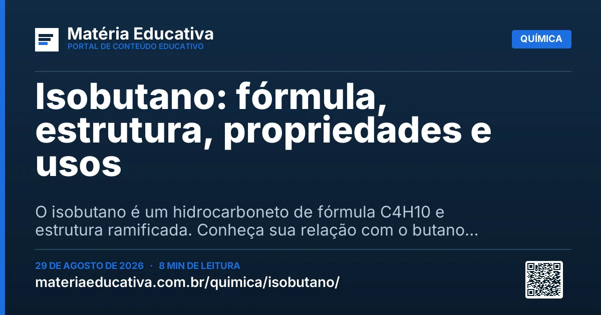 Resumo visual: Isobutano: fórmula, estrutura, propriedades e usos