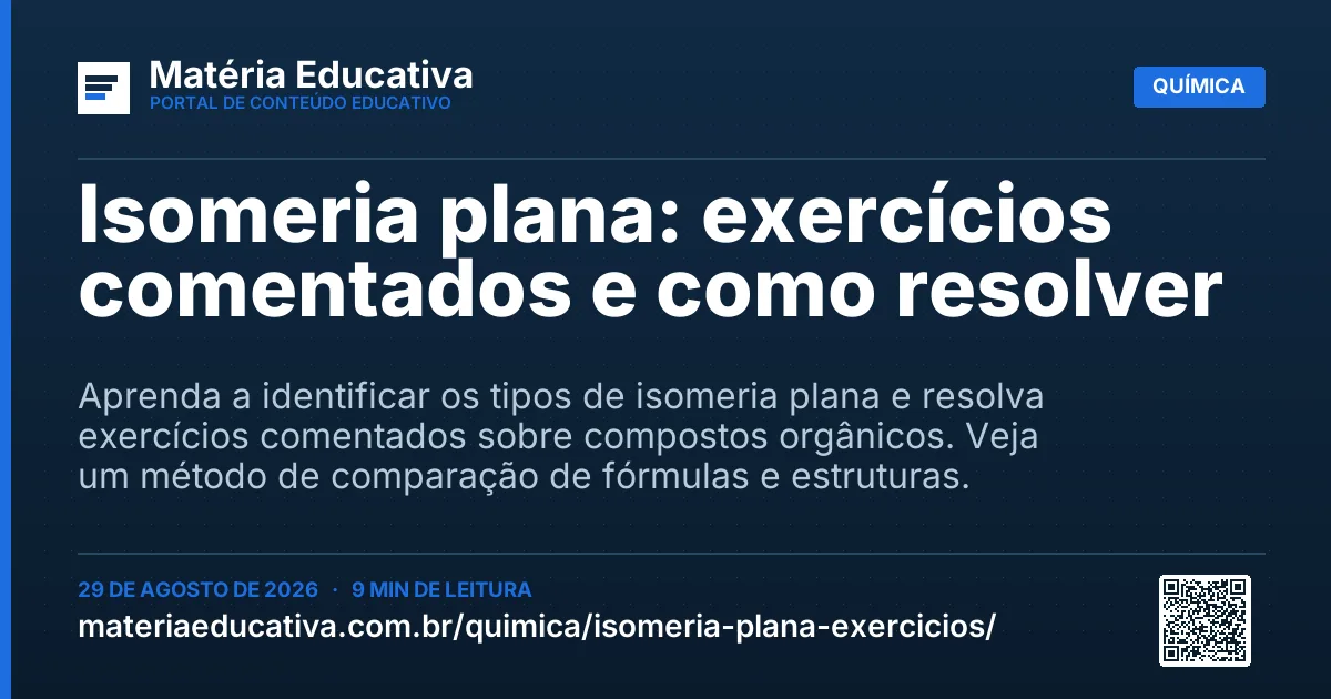 Resumo visual: Isomeria plana: exercícios comentados e como resolver