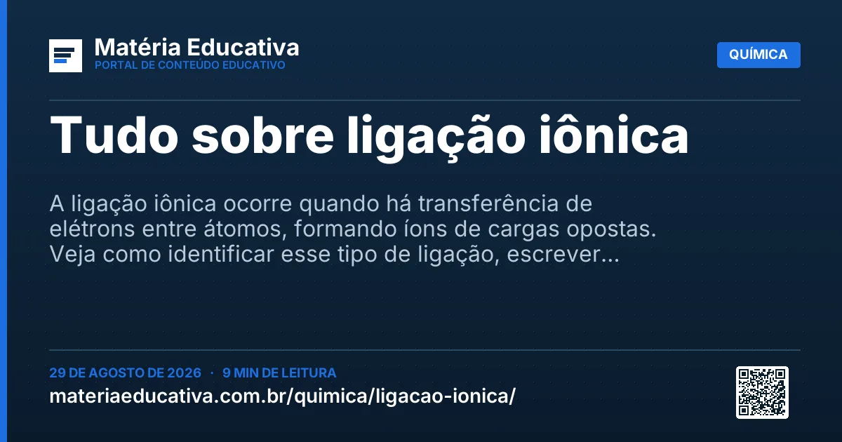 Resumo visual: Tudo sobre ligação iônica