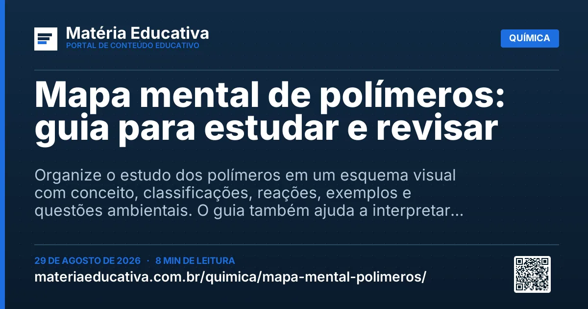 Resumo visual: Mapa mental de polímeros: guia para estudar e revisar