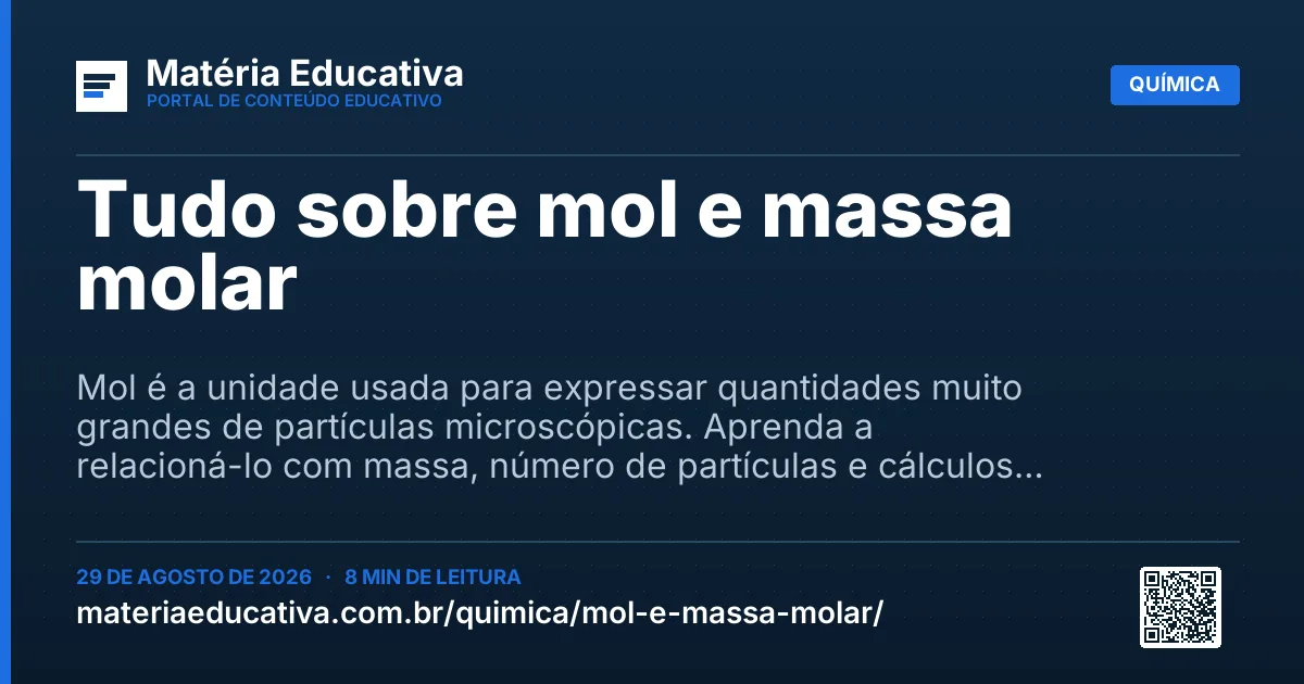 Resumo visual: Tudo sobre mol e massa molar